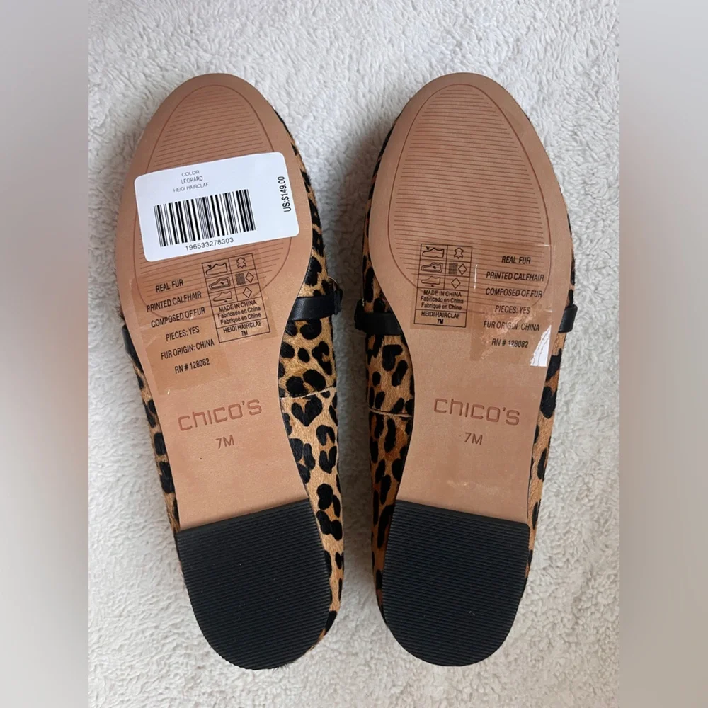 NWT Chico's Leopard Print Loafers with Gold Chain Women Size 7